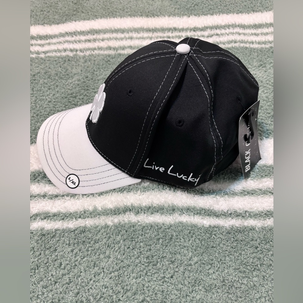 Black Clover 🍀 Live Lucky Black & White Clover Golf Lid L/XL - Picture 2 of 4